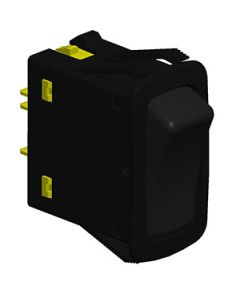 L Series Rocker Switch DP (On) Off (On) 20A 12Vdc No Led No Legends Plain Black