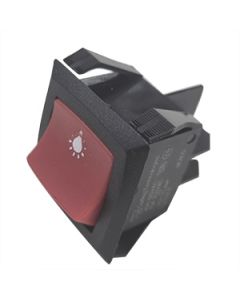 Mains Rocker Switch Double Pole On/Off Illuminated 250Vac Red Rocker with Light Symbol.