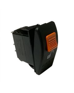Locking Switch Double Pole On-Off, Red Led 24VDC Solder Lug, Orange Lock Button