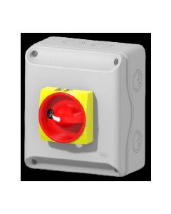 2 Pole Interlocked DC Enclosed Disconnect Switch 20A@1000Vdc, Red Handle 