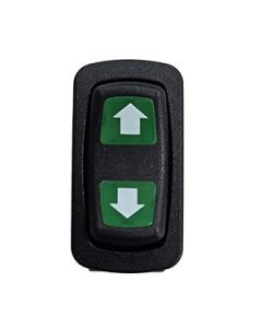 L Series Rocker DP (On)-Off-(On) 12V dc 2x Green Lens White LED with Up Down Arrows in Black