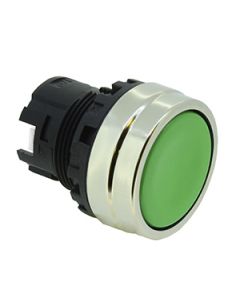 22mm momentary operator Metal Finsh bezel Green button -for non-illuminated switch assemblies 
